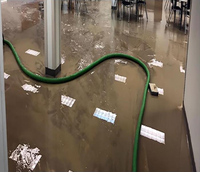 water covering flooring in commercial property